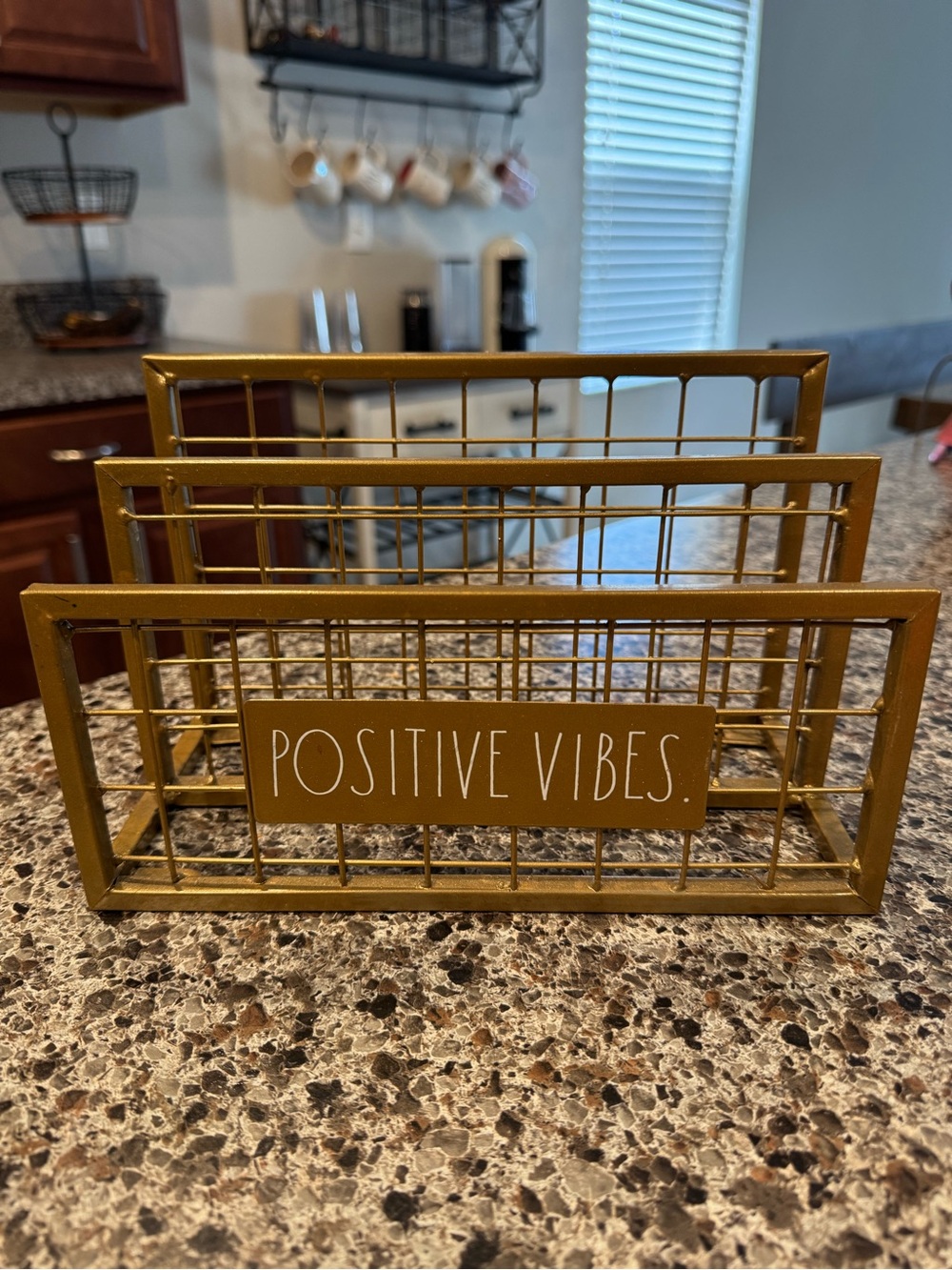 Rae Dunn “Positive Vibes” Gold Wire Desk Organizer